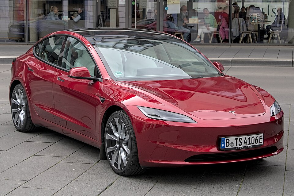 Tesla Model 3 — photograph via Wikimedia Commons